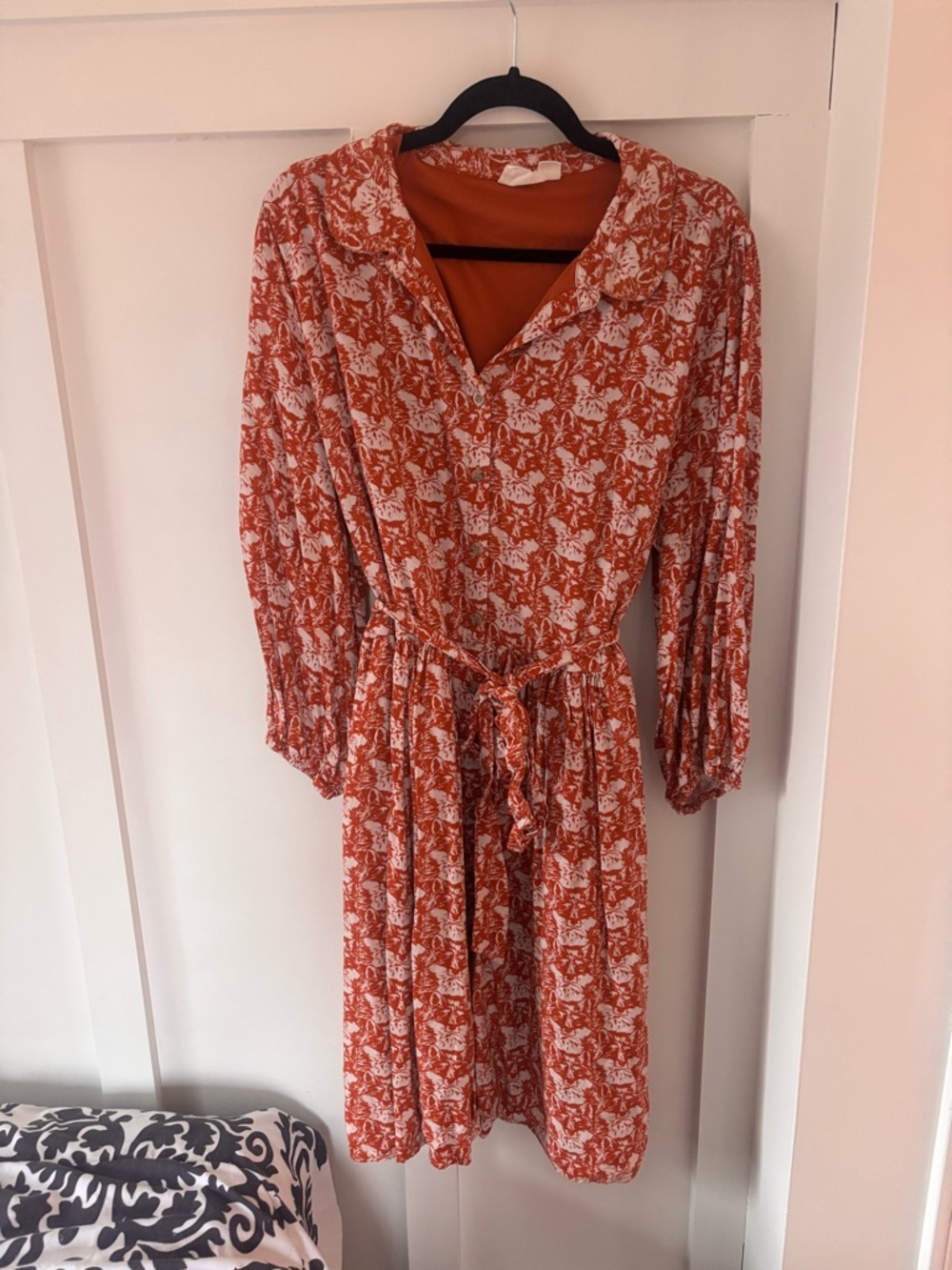 Rare Joanie Rust Orange Fox Print Shirt Dress w/ Pockets & Sash Size 18 NWOT